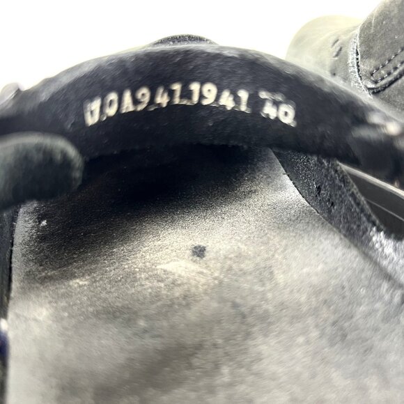 Mephisto Womens 40  Black Suede Mary Jane Clogs Adjust Strap Perforated Pattern - Picture 11 of 12